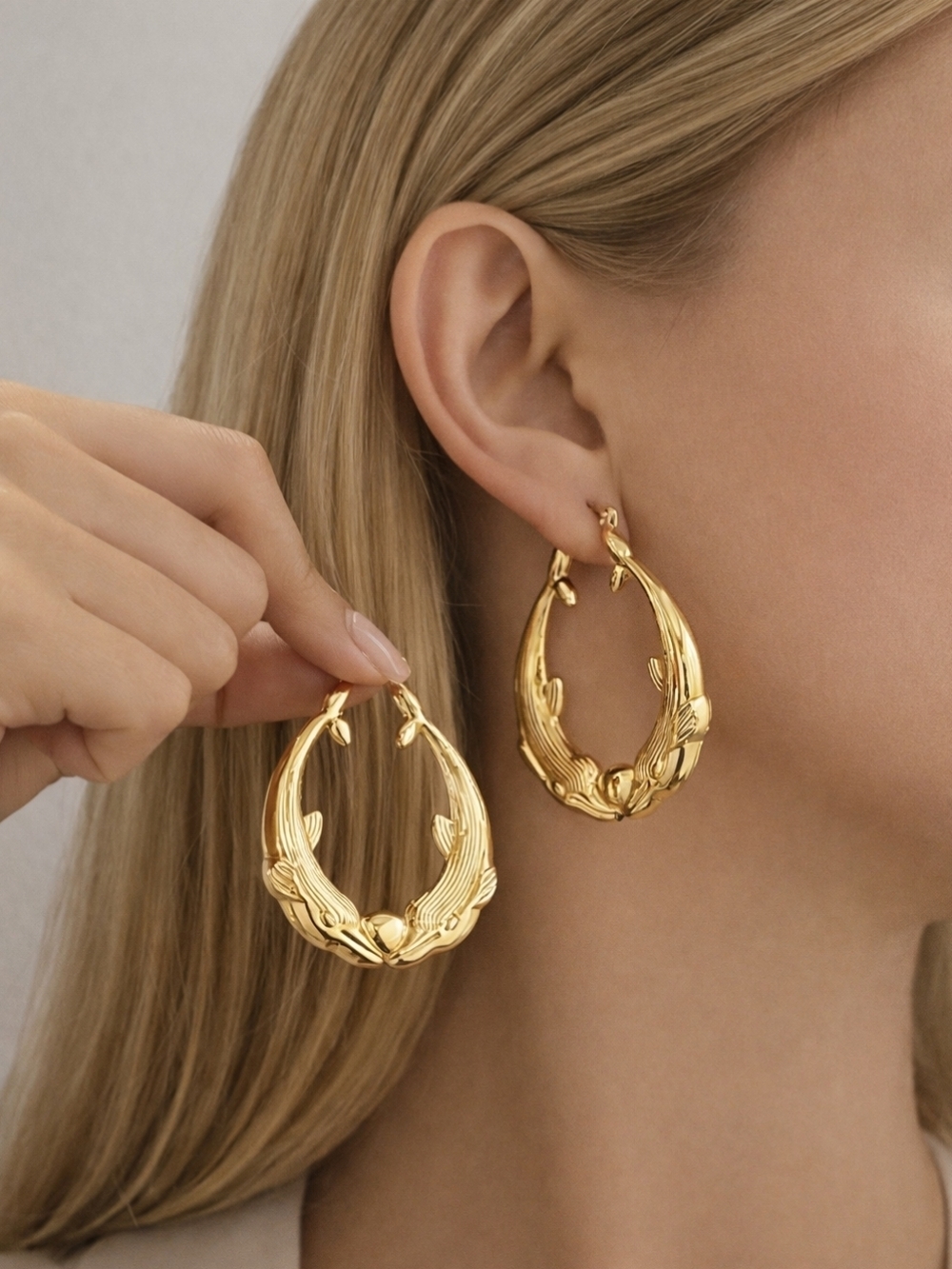 Gold Dolphin Hoop Earrings